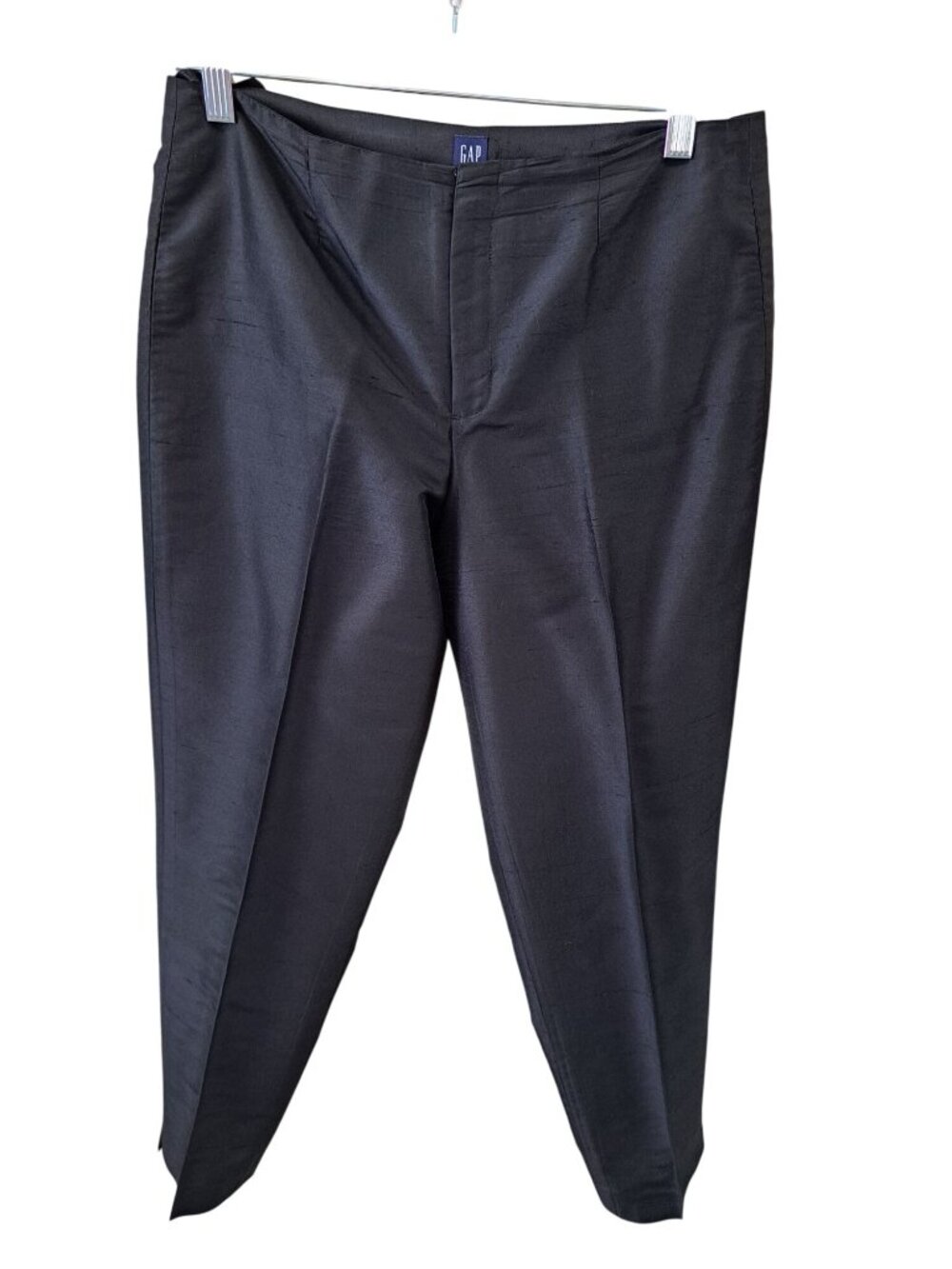 GAP Silk Women's Black Tapered Ankle Pants Size 8 Luxury Minimalist Academia